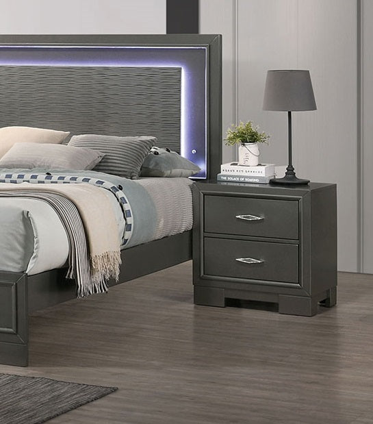 Josh Solid Wood Nightstand  - Gray