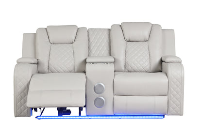 Riley LED & Power Reclining Loveseat - Beige