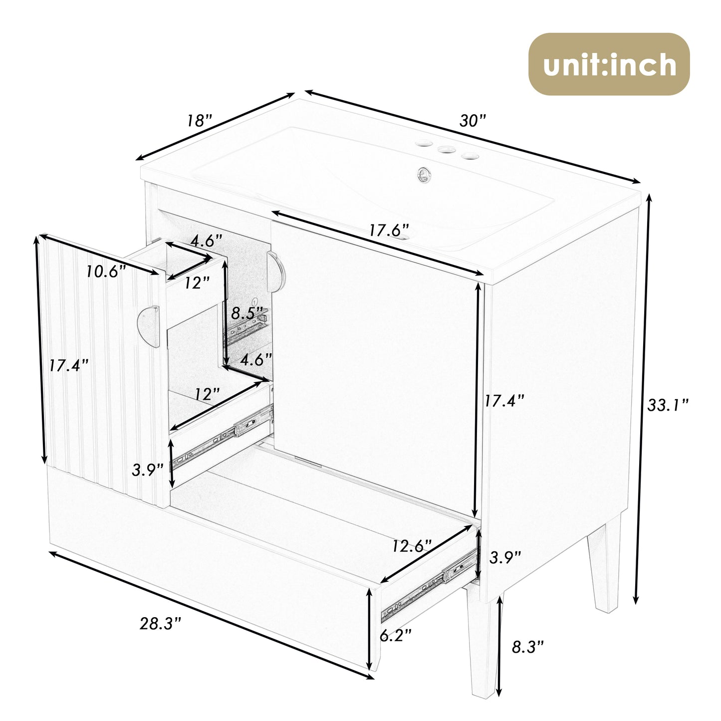 Dot Bathroom Vanity with Sink - Gray