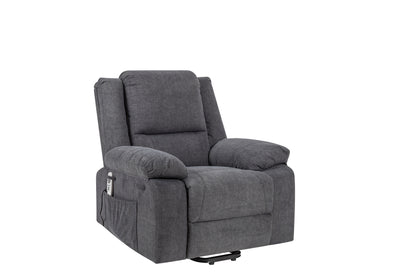 Solace Electric Power Recliner Chair with Massage and Heatin - Dark Grey