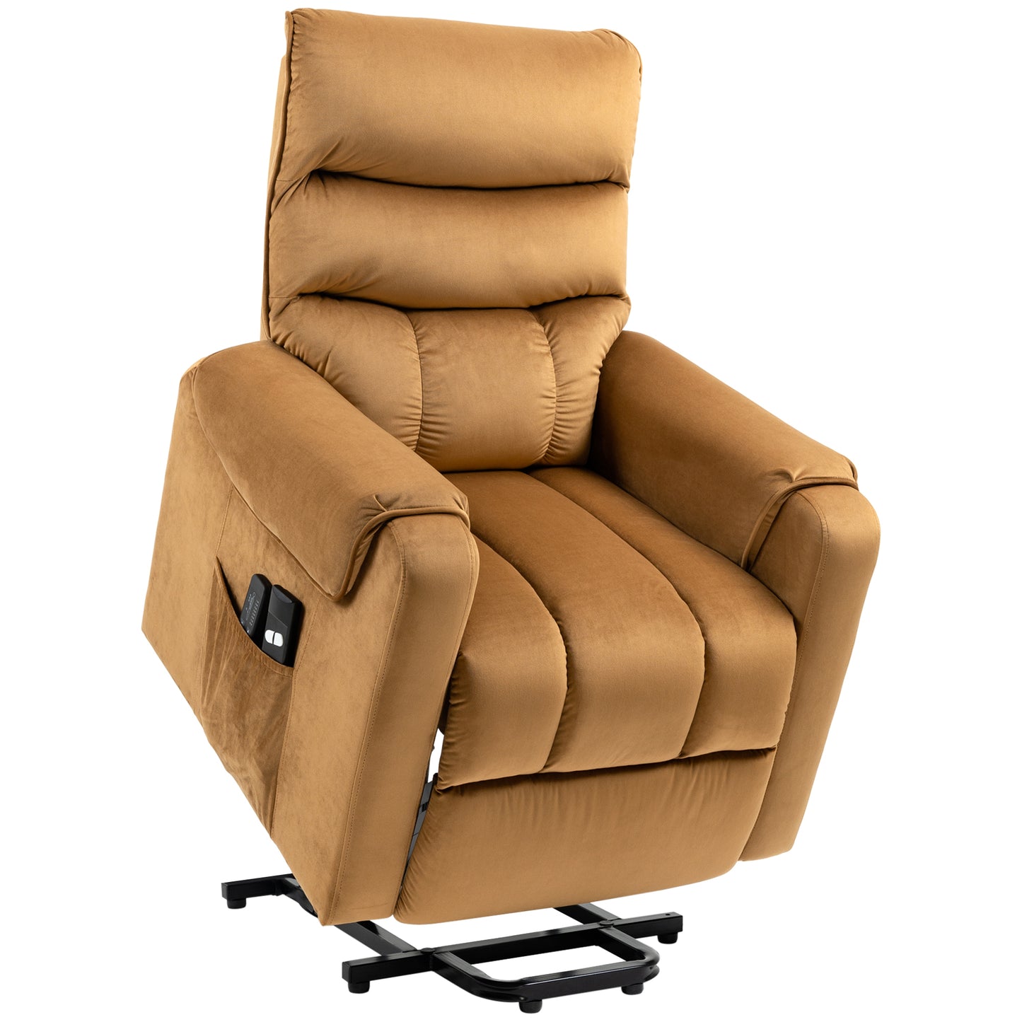 Rico Velvet Power Lift Recliner Chair with Vibration Massage - Brown