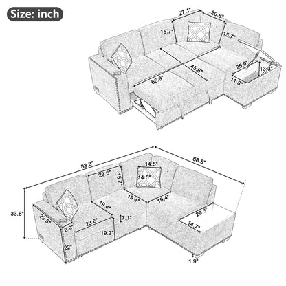 Javier Reversible Sectional Pull-Out Sofa Bed - Black