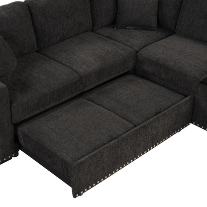 Javier Reversible Sectional Pull-Out Sofa Bed - Black