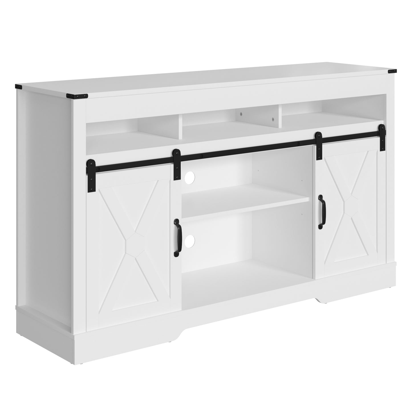 Mena 58" Farmhouse Double-Door TV Cabinet - White