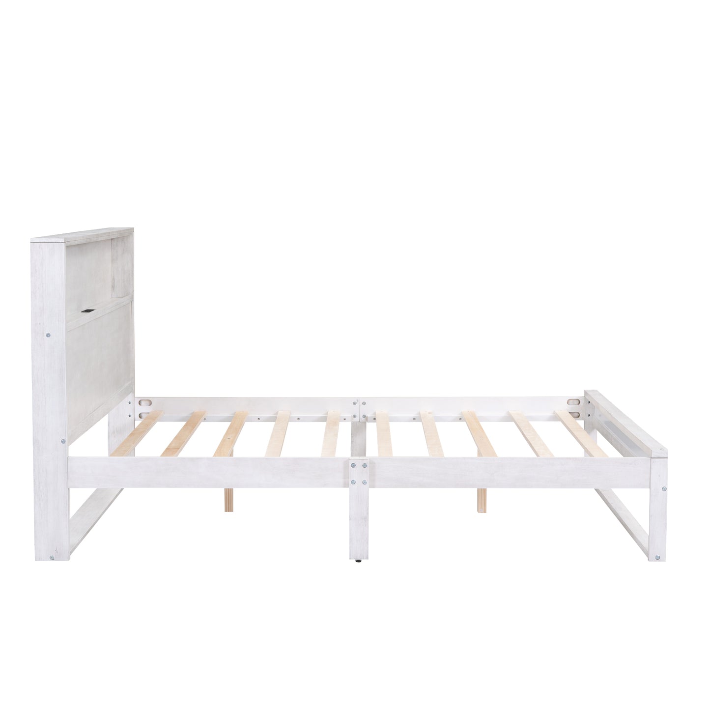 Mora Queen Size Platform Bed Frame with Storage - White