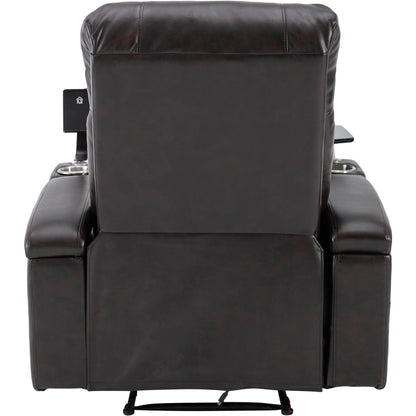 Anika Premium Power Recliner with Swivel Tray Table - Brown