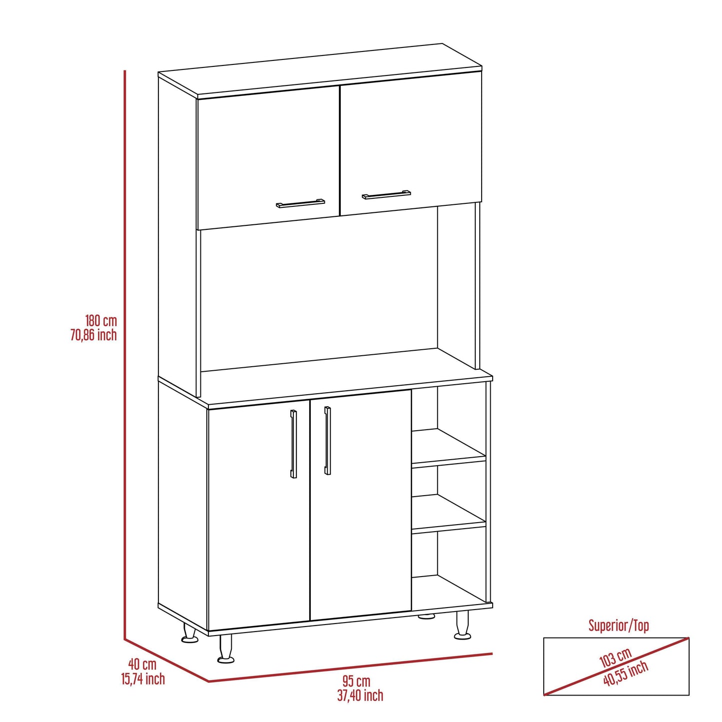 Bayshore 3-Shelf Pantry Cabinet - Black