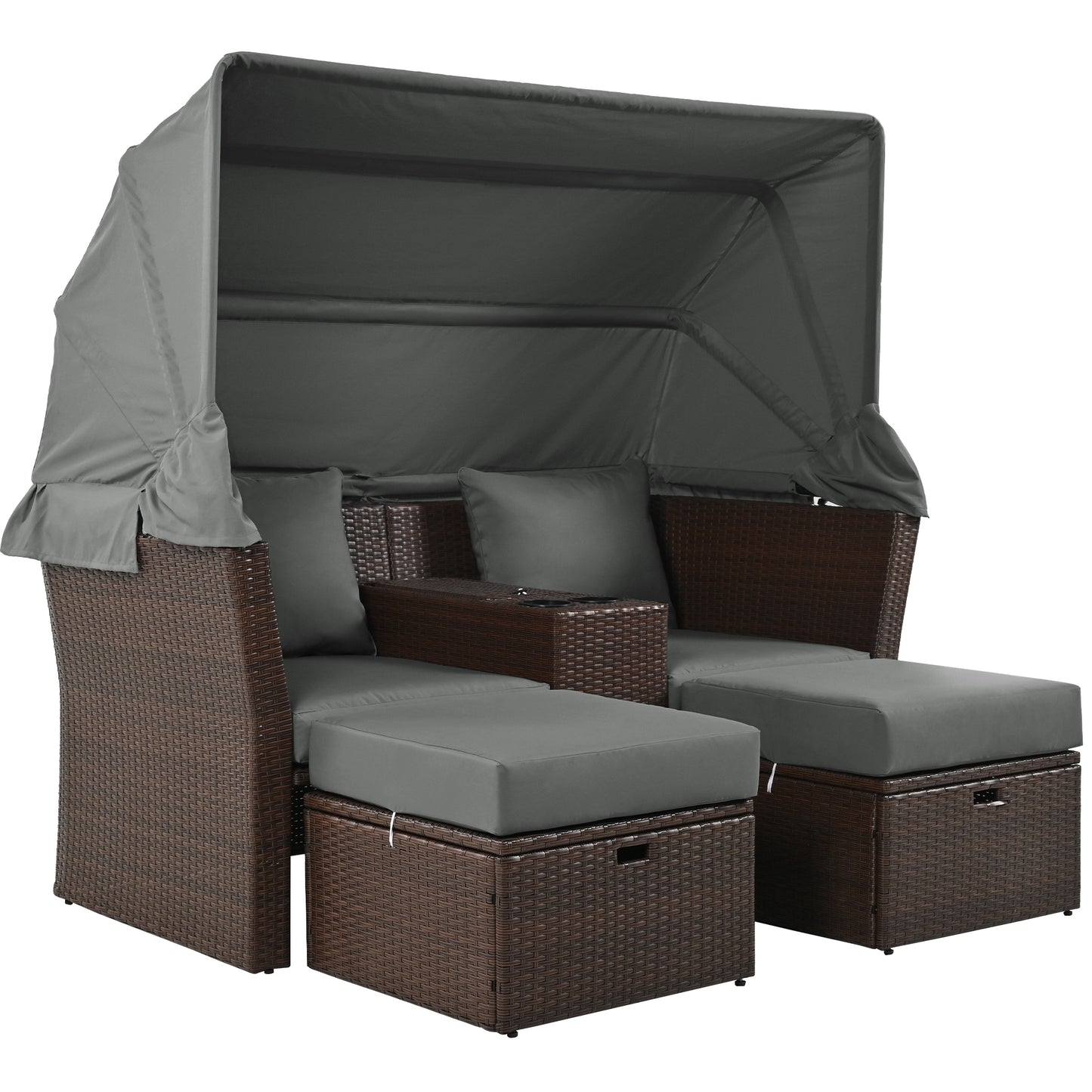 Ginson 2-Seater Outdoor Patio Daybed - Gray