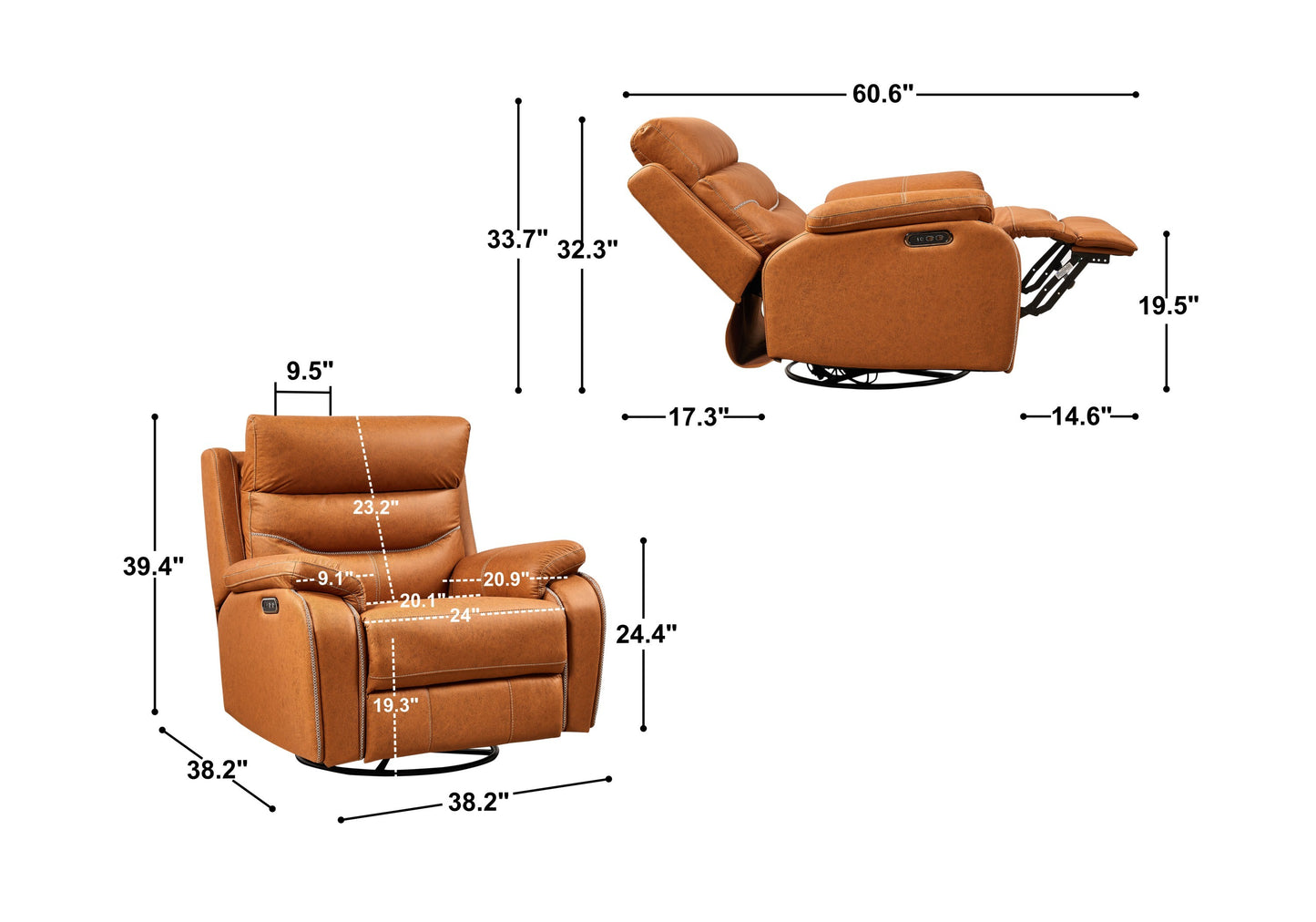 Odyssey Dual Motor Recliner Chair - Yellow Brown