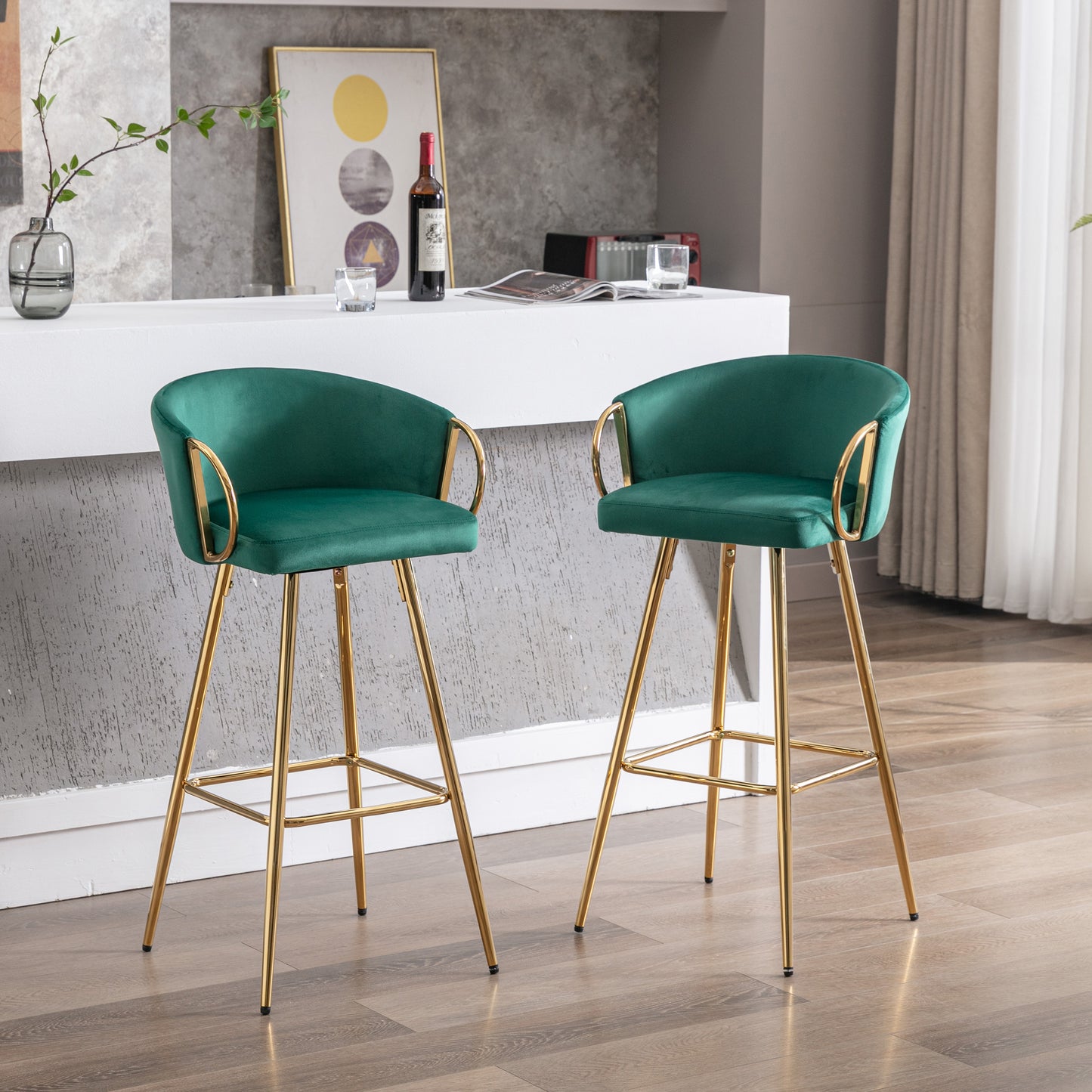 Sip Bar Stools 26 Inch  - Green Set of 2