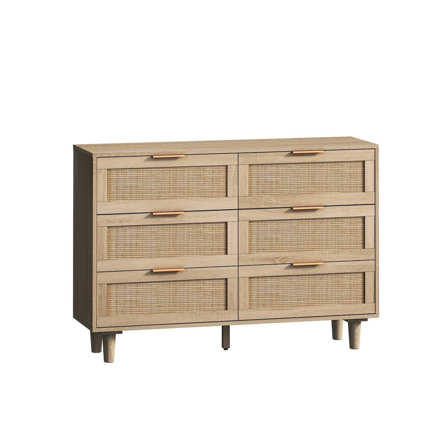 Tero 6 Drawers Rattan Cabinet - Natural