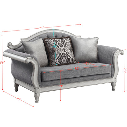 Florian Fabric Loveseat with 3 Pillows