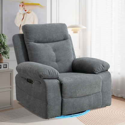 Aspen Power Recliner Glider Chair With Bluetooth Speaker - Light Gray