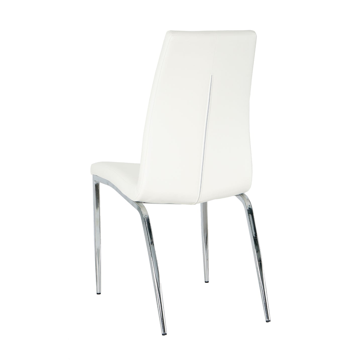 Shona Pu Dining Chairs with Chrome Metal Leg (Set of 4) - White