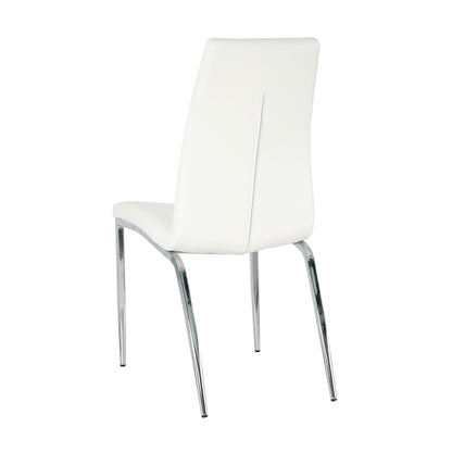 Shona Pu Dining Chairs with Chrome Metal Leg (Set of 4) - White