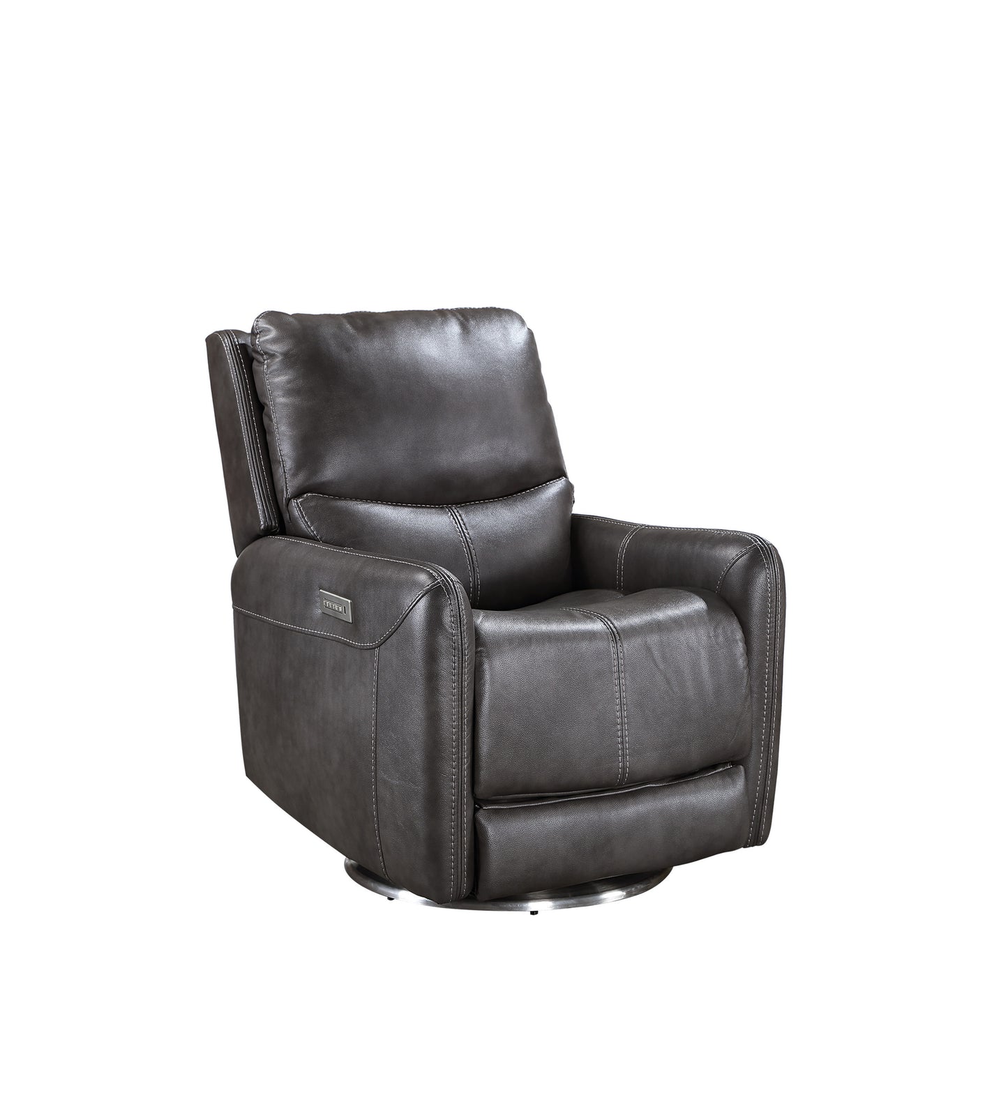 Elegant Triple-Power 360 Swivel Faux-Leather Recliner - Charcoal