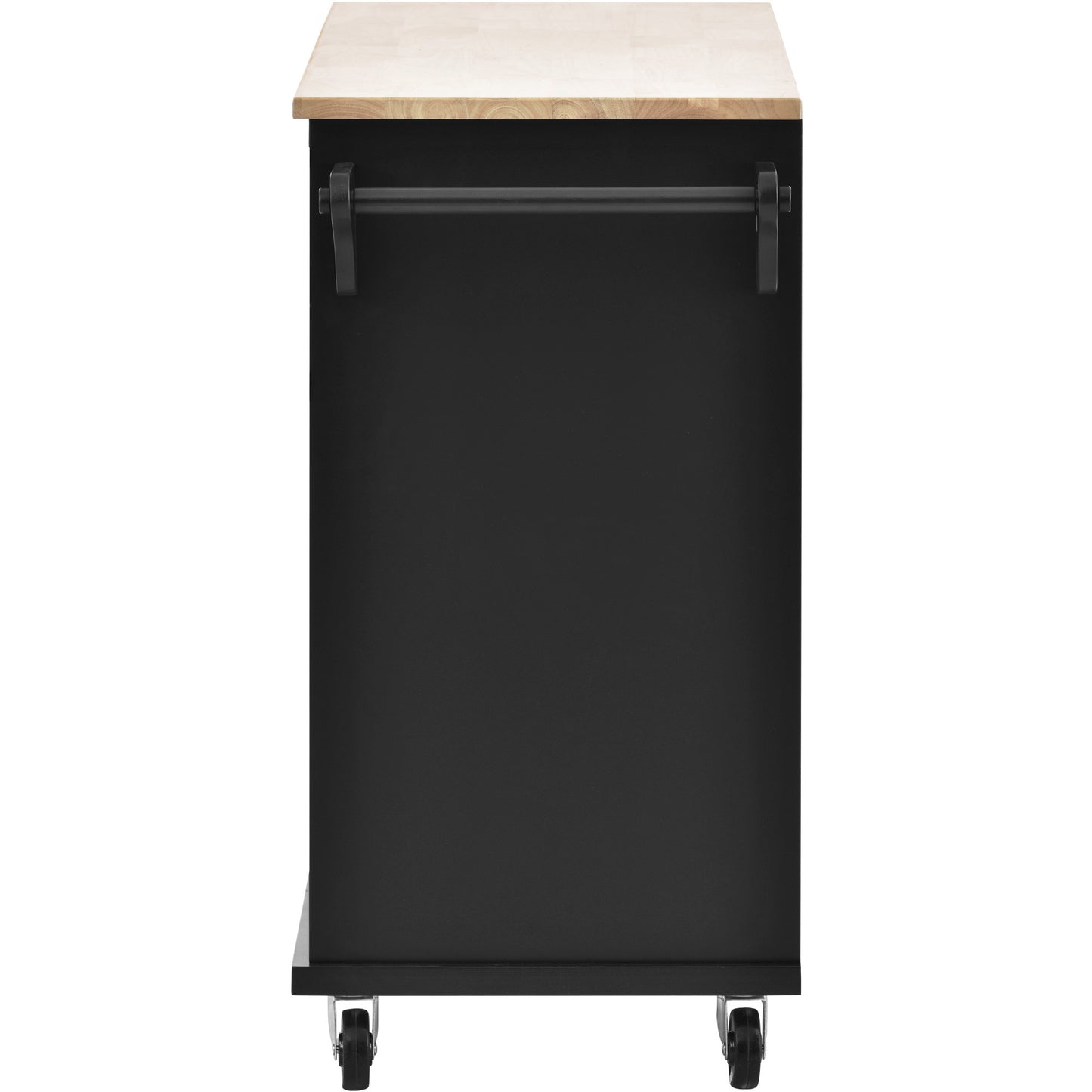 Retro Kitchen Island Cart with Storage Cabinet -Black