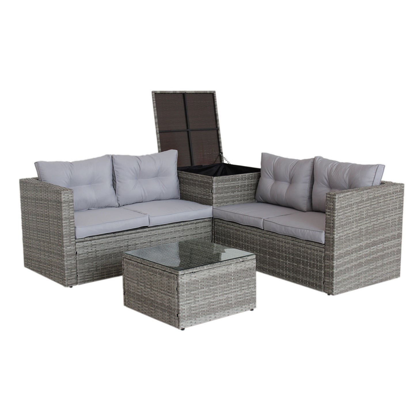 Ochoa 4 Pc Patio Sectional Wicker Rattan Sofa Set - Gray