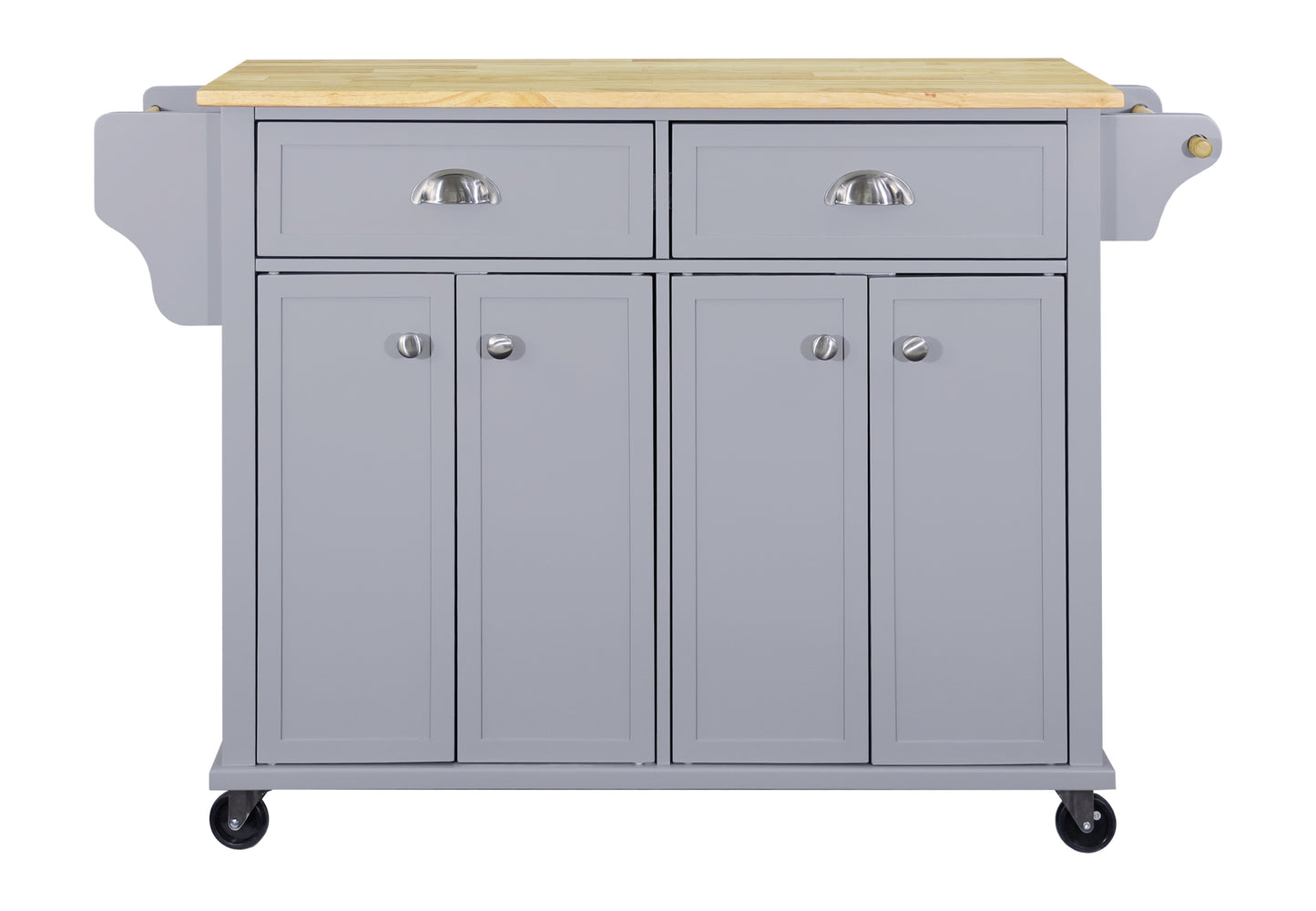 Culinary Wood Top Kitchen Island with Storage - Gray