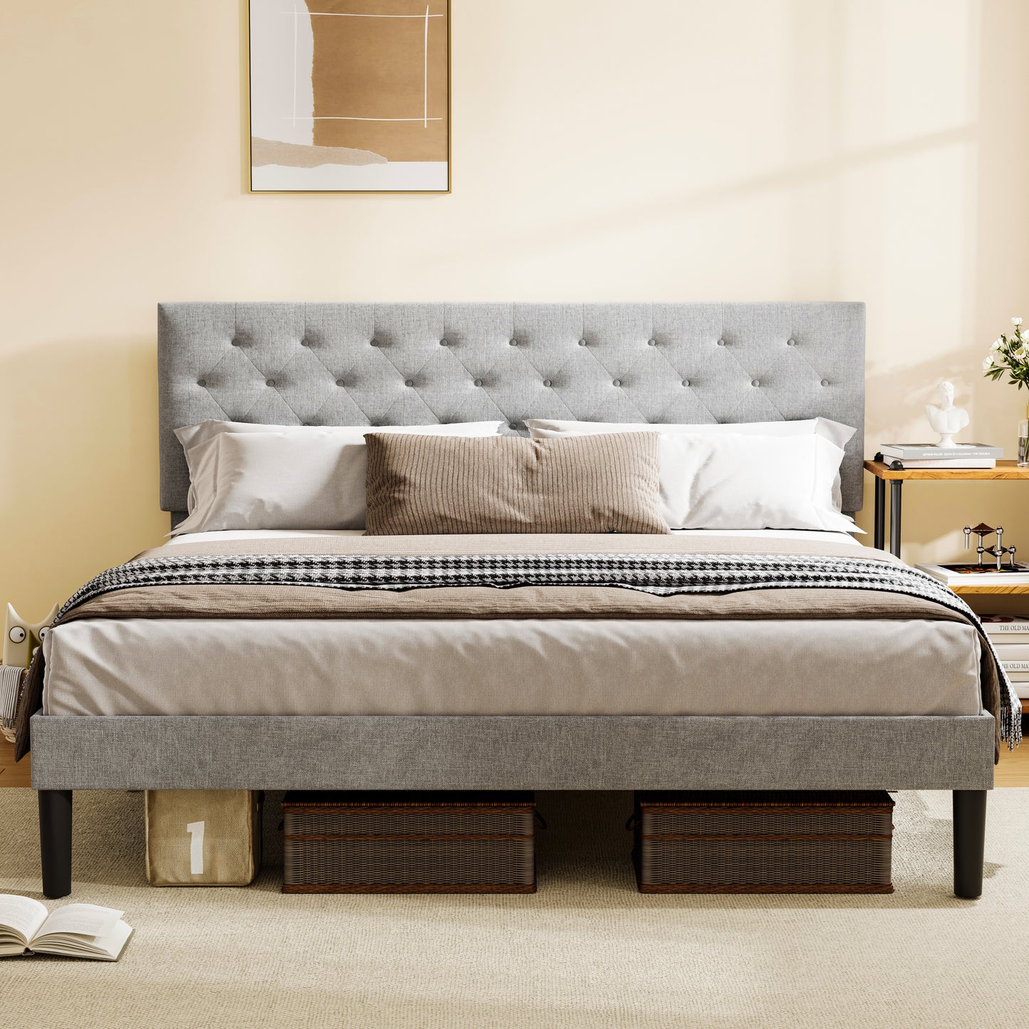 Elon Queen Size Bed Frame - Light Gray