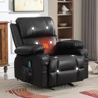 Marta Power Recliner with Massage and Heat - Black