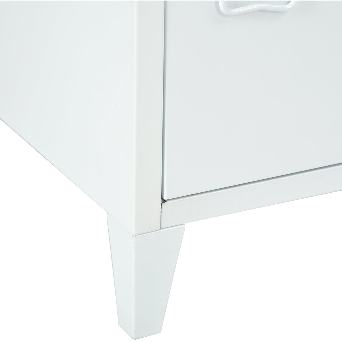 Industrial Metal Side Panel Storage Cabinet - White