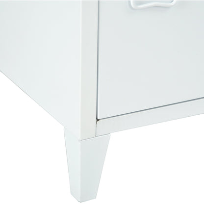 Industrial Metal Side Panel Storage Cabinet - White