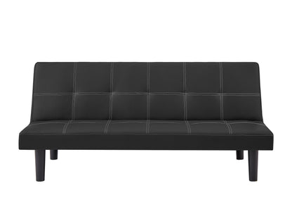 Bruno Black PU Convertible  Sofa Bed - Black