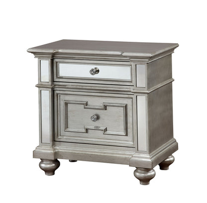 Moor Solid Wood Nightstand - Silver