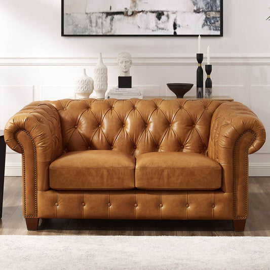 Kingston Waxy Pull-up Leather Loveseat