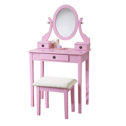 Moniya Makeup Vanity Table and Stool Set - Pink