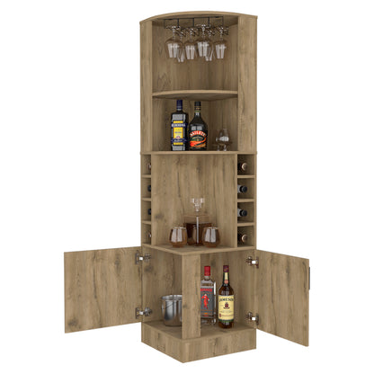 Isabelle 8-Bottle 2-Shelf Bar Cabinet - Macadamia