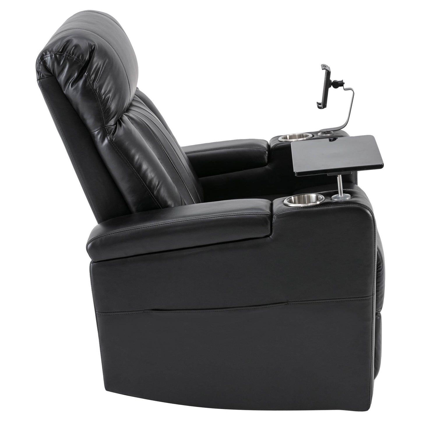 Anika Premium Power Recliner with Swivel Tray Table - Black