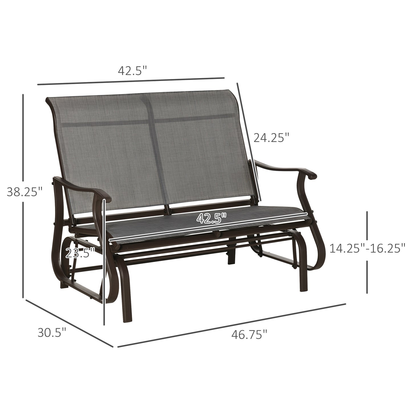 2-Person Outdoor Glider Bench - Gray