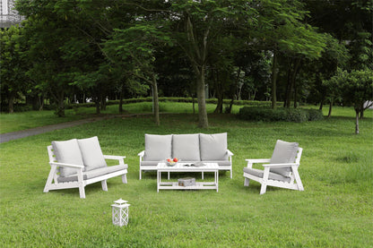 Micki Outdoor 3 Seater Sofa with Cushion - White/Gray