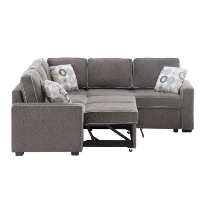 Berg L-Shaped Pull Out Convertible Sleeper Sofa - Dark Gray