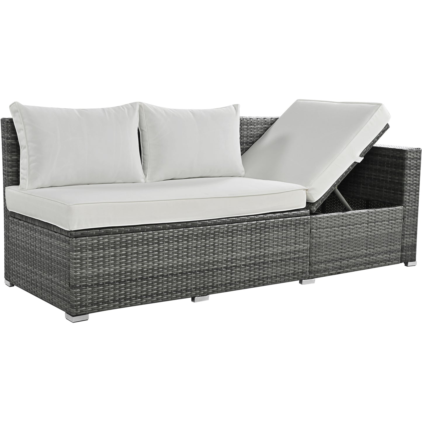 Eliana 6 Pc Outdoor All Weather PE Rattan Sectional Sofa Set - Beige