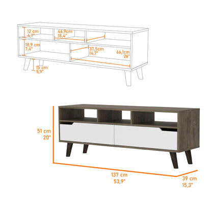 New Haven 2-Drawer 3-Shelf TV Stand -Dark Walnut/White