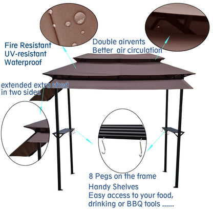 Summer 8x4 ft  Metal Gazebo with Soft Top Canopy - Light Brown