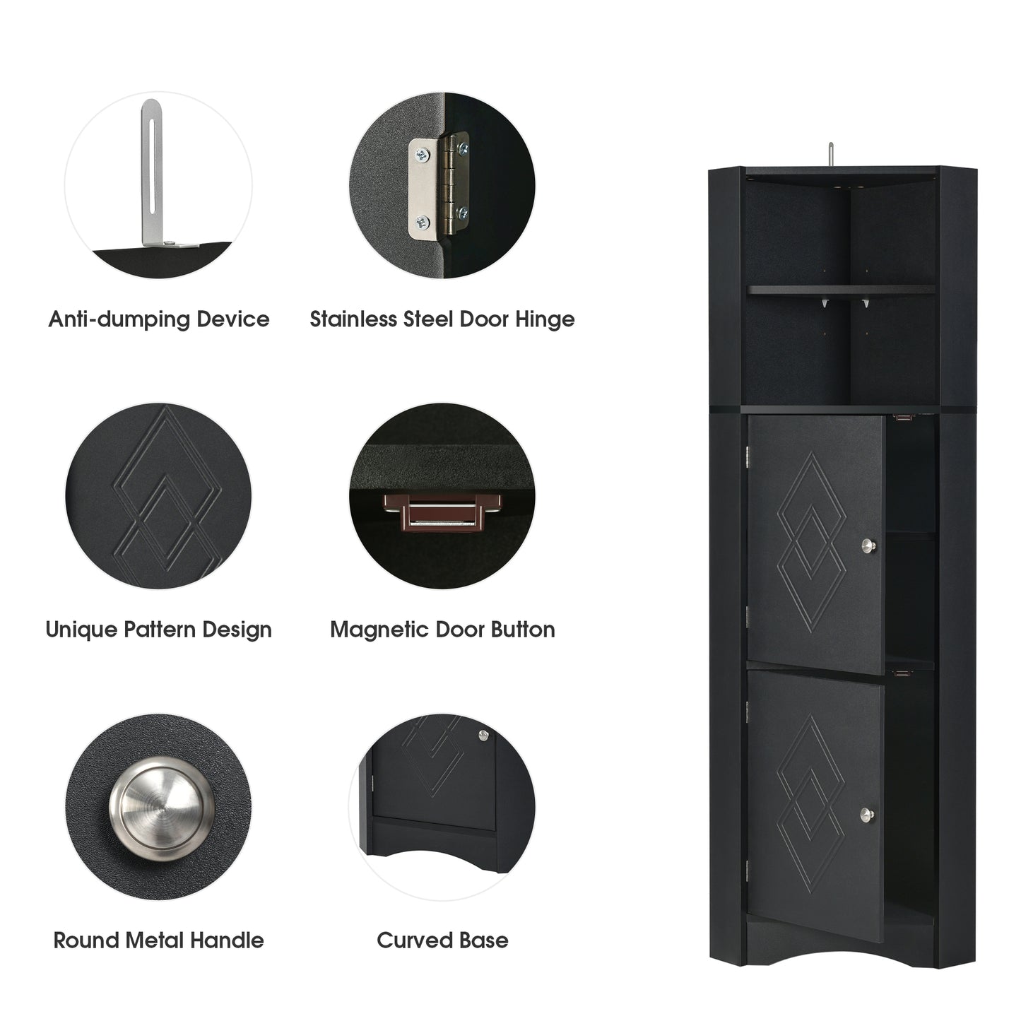 Skyward Bathroom Corner Cabinet - Black