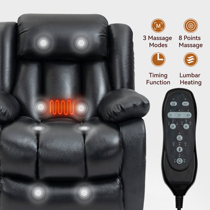 Brooklyn Dual Motor Power Lift Recliner Chair with Massage and Heating - Black