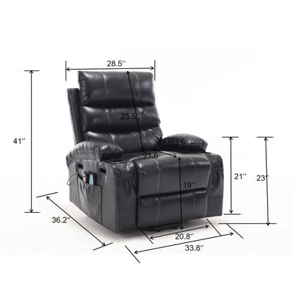 Elias Large Power Lift Recliner Chair with Massage - Black