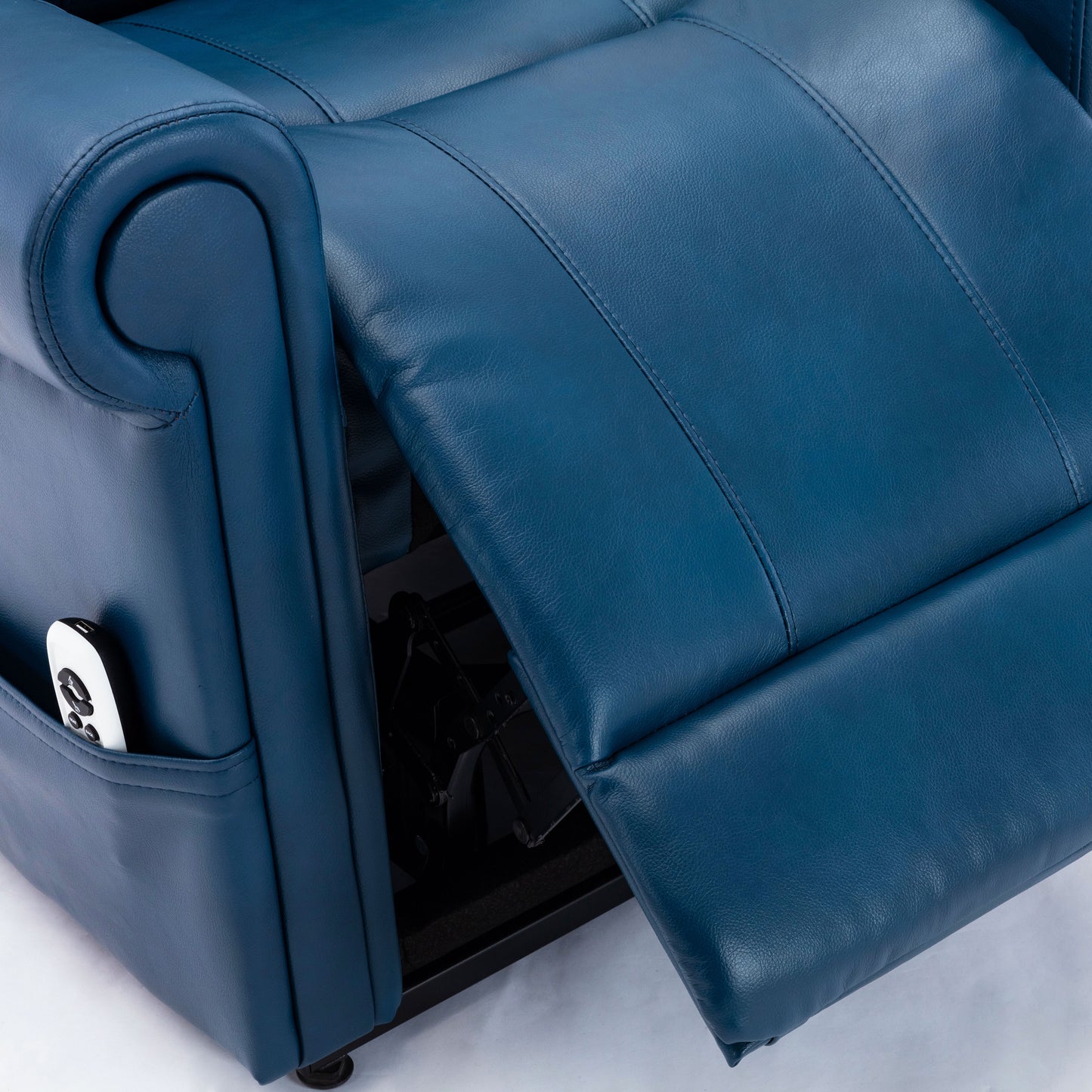 Lowell Leather Gel Lift Chair with Massage - Navy Blue