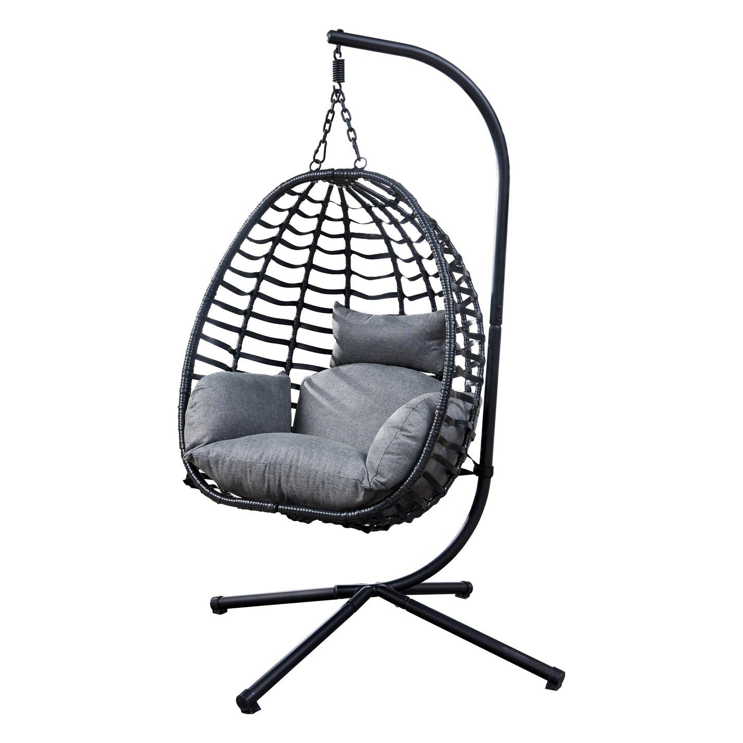 Goff Artisan Outdoor Wicker Swing Chair With Stand - Gray