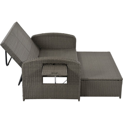 Tula PE Wicker Rattan Double Chaise Lounge - Gray