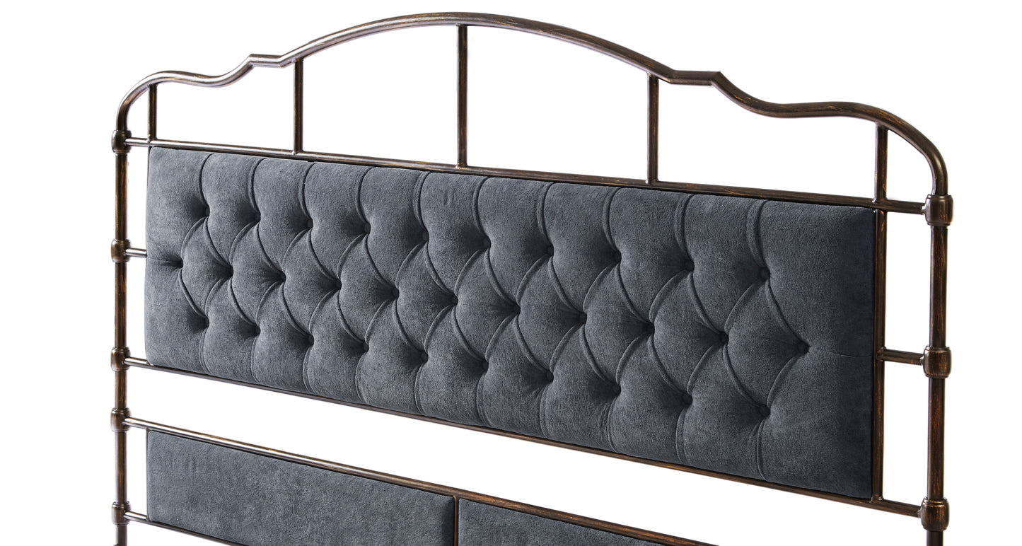 King size High Boad Metal Bed Frame - Dark Gray