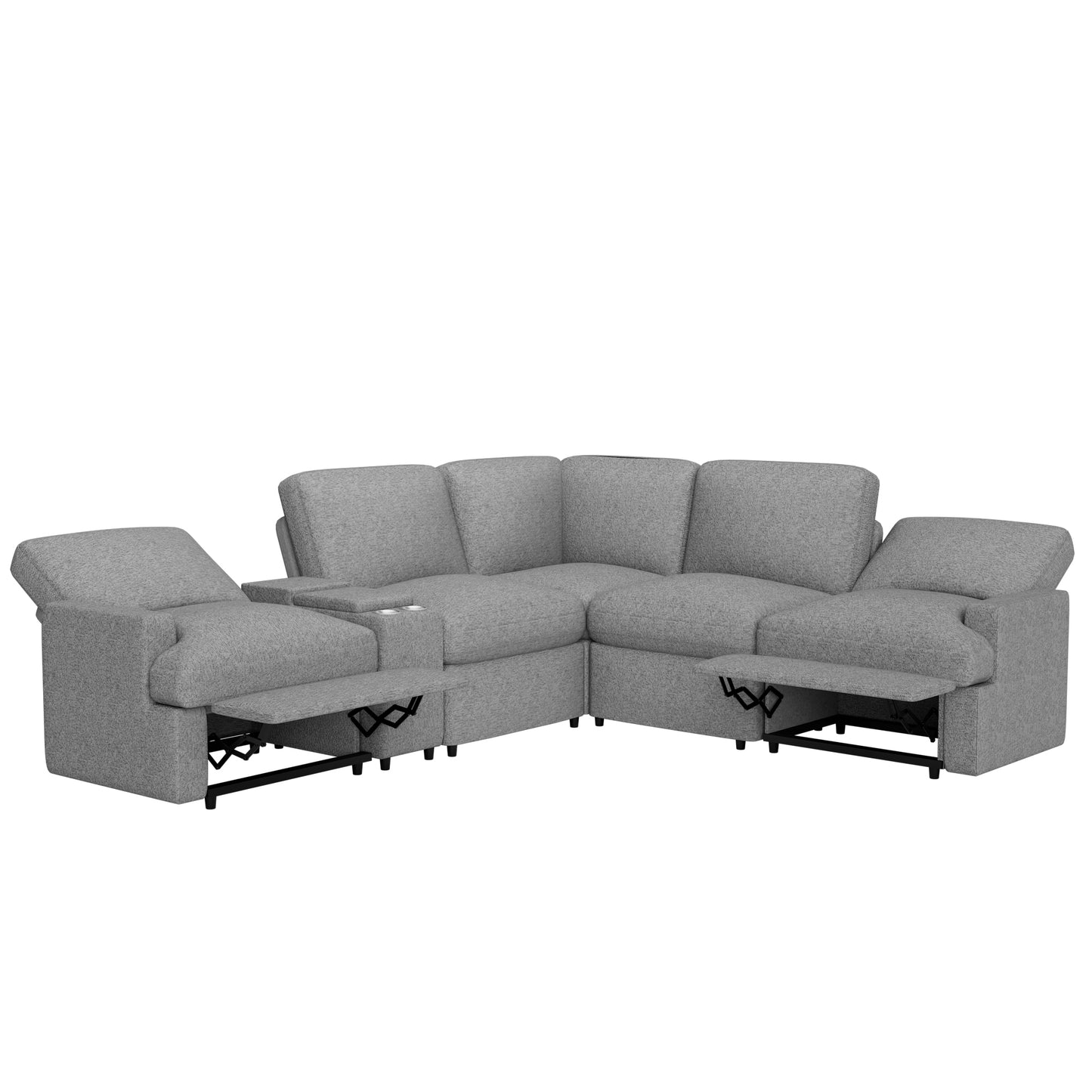 Emil Power Recliner Sofa Sectional with Storage - Grey