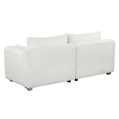 Fabric Sofa with 2 Pillows - White