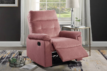 Lester Velvet Recliner Motion Recliner - Blush Pink