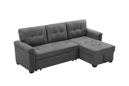 Lucca Fabric Reversible Sectional Sleeper Sofa Chaise with Storage - Gray